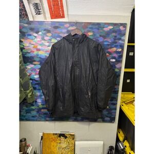 Outback Trading Co Mens Oilskin Jacket Black Hooded Waterproof Parka Size M